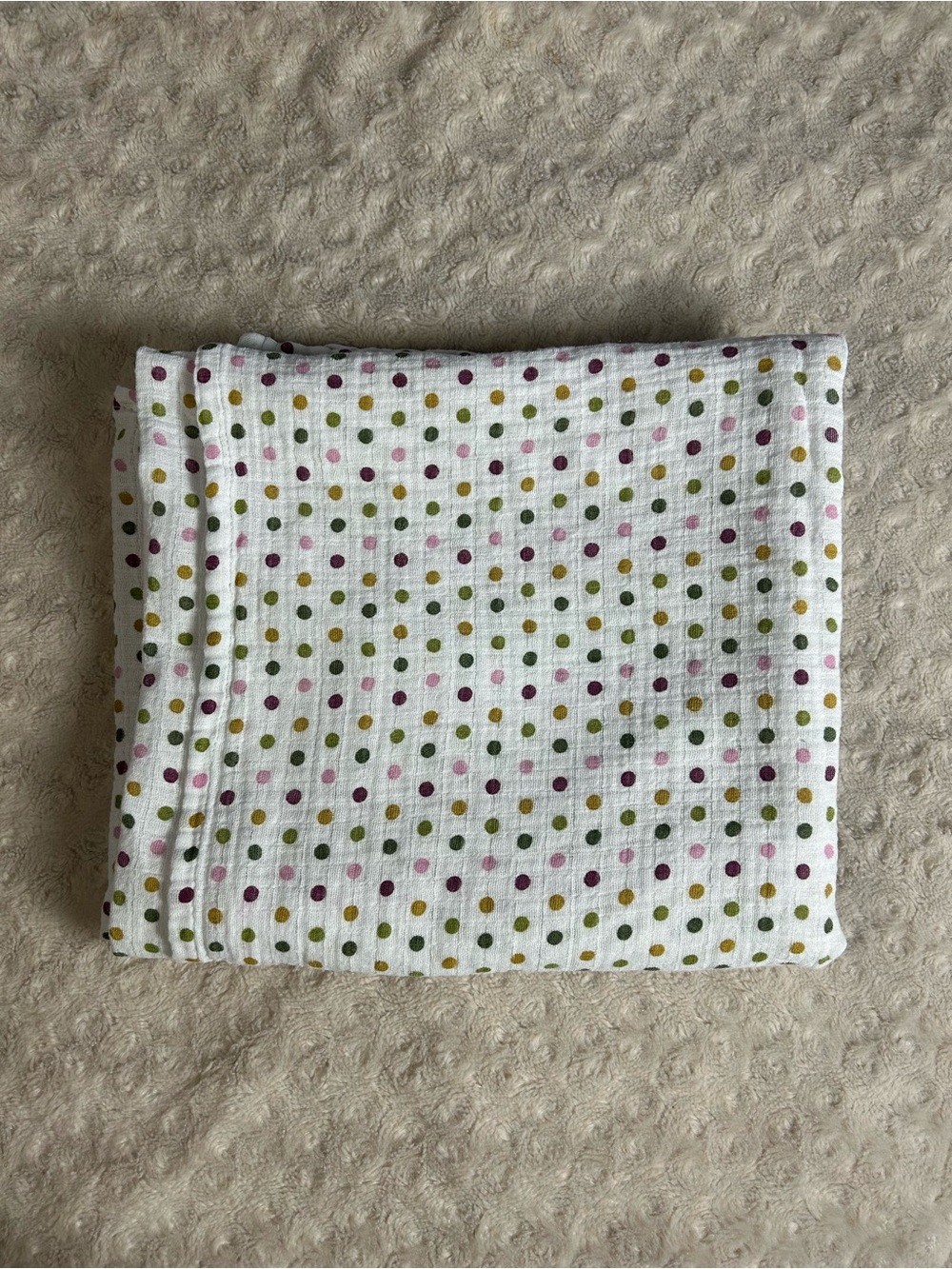 Little Journey Polka Dots Baby Swaddle Blanket Muslin Cotton White Purple Green